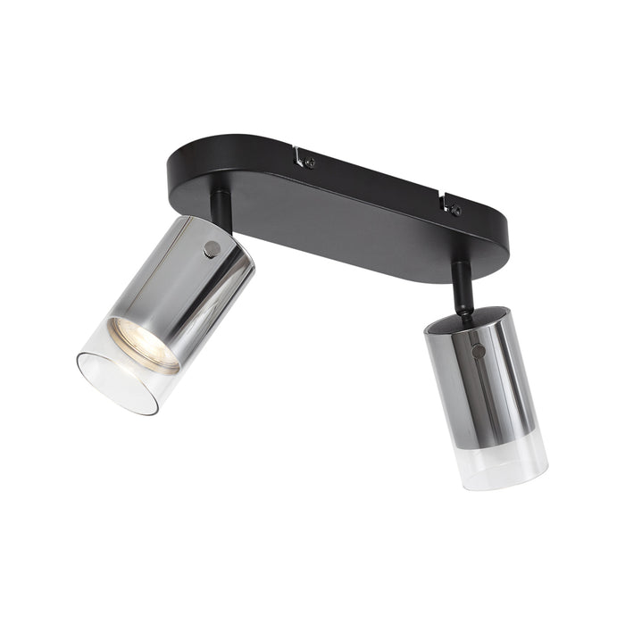 QAZQA Moderne plafondspot gunmetal 2-lichts draai- en verstelbaar -