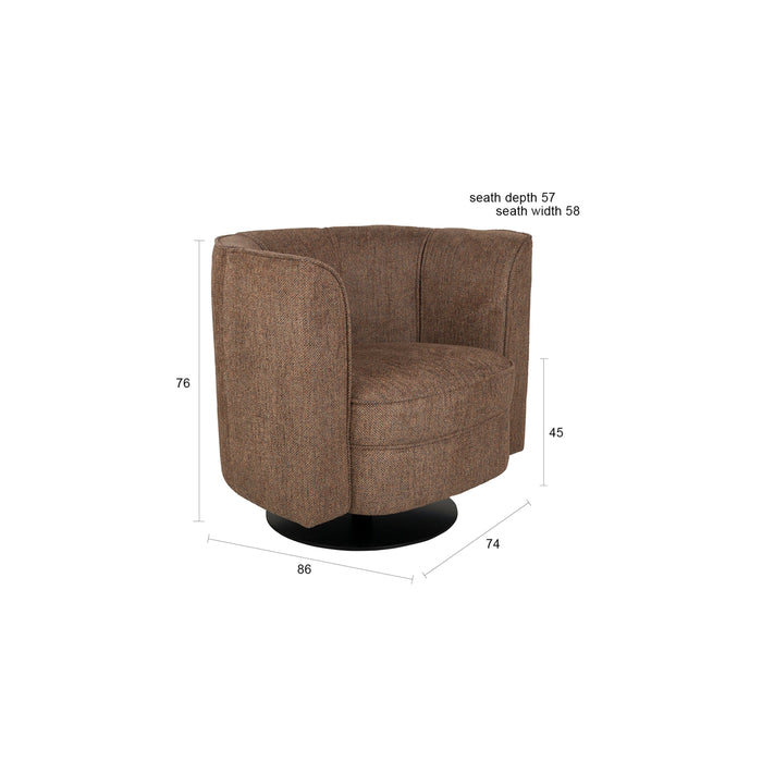 Dutchbone Flower Fauteuil| Draaistoel Bruin