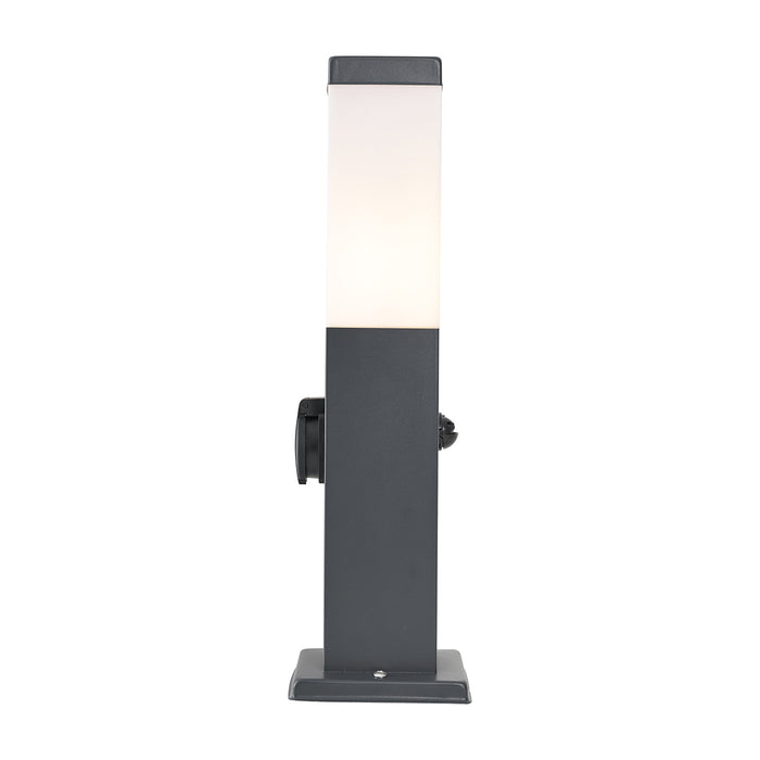 QAZQA Buitenlamp donkergrijs met opaal glas 45cm IP44 met stopcontact