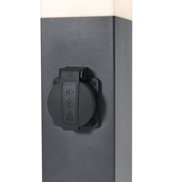 QAZQA Buitenlamp donkergrijs met opaal glas 45cm IP44 met stopcontact