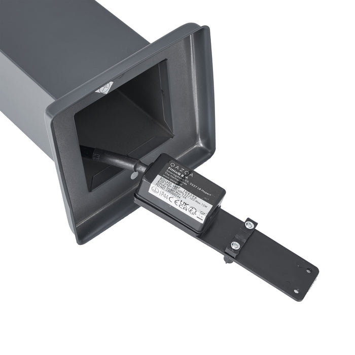 QAZQA Buitenlamp donkergrijs met opaal glas 45cm IP44 met stopcontact