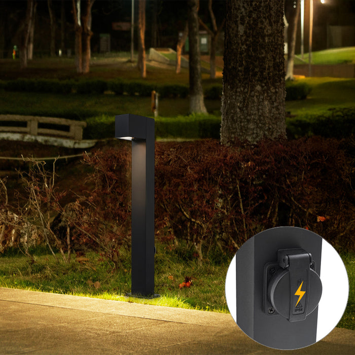 QAZQA Moderne staande buitenlamp zwart 65cm met stopcontact IP44 -