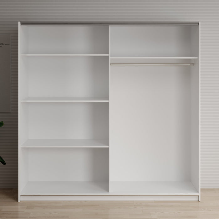 Meubella - Kledingkast Deliryon - Wit - 200 cm - Met spiegel