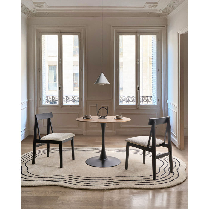 Beliani - ISLE - Eetkamerstoel set van 2 - Zwart|Beige - Rubberhout