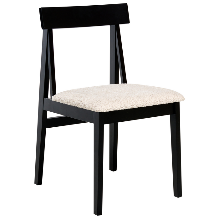 Beliani - ISLE - Eetkamerstoel set van 2 - Zwart|Beige - Rubberhout