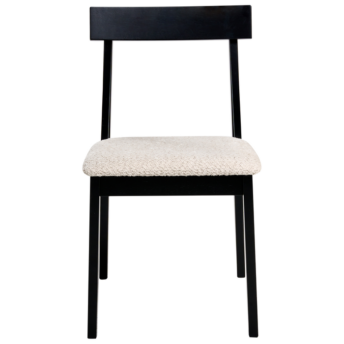 Beliani - ISLE - Eetkamerstoel set van 2 - Zwart|Beige - Rubberhout