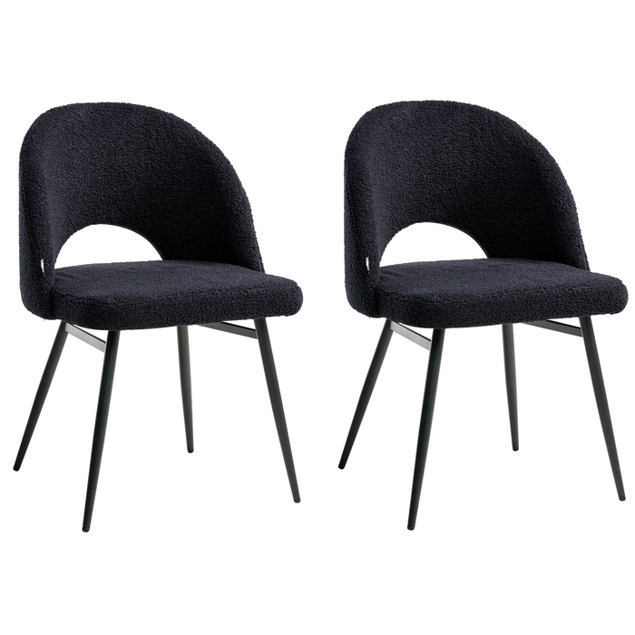 Beliani - ONAGA - Eetkamerstoel set van 2 - Zwart - Bouclé