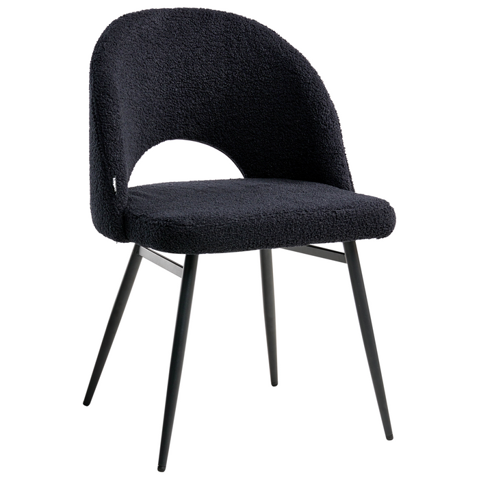 Beliani - ONAGA - Eetkamerstoel set van 2 - Zwart - Bouclé