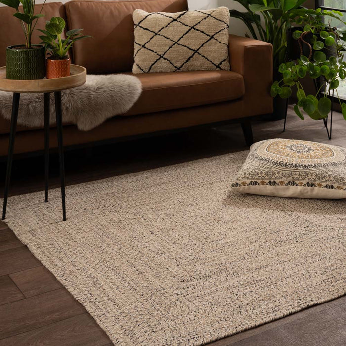 Boho&me Vloerkleed katoen vierkant - Joy beige|wit - 150x150 cm