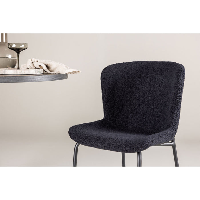 Hioshop Modesto eetkamerstoel teddy zwart.