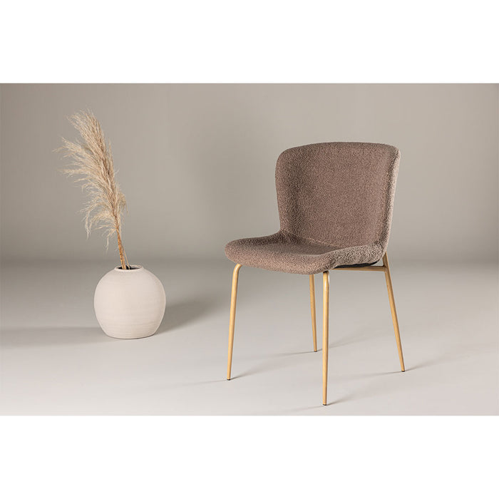 Hioshop Modesto eetkamerstoel teddy bruin.