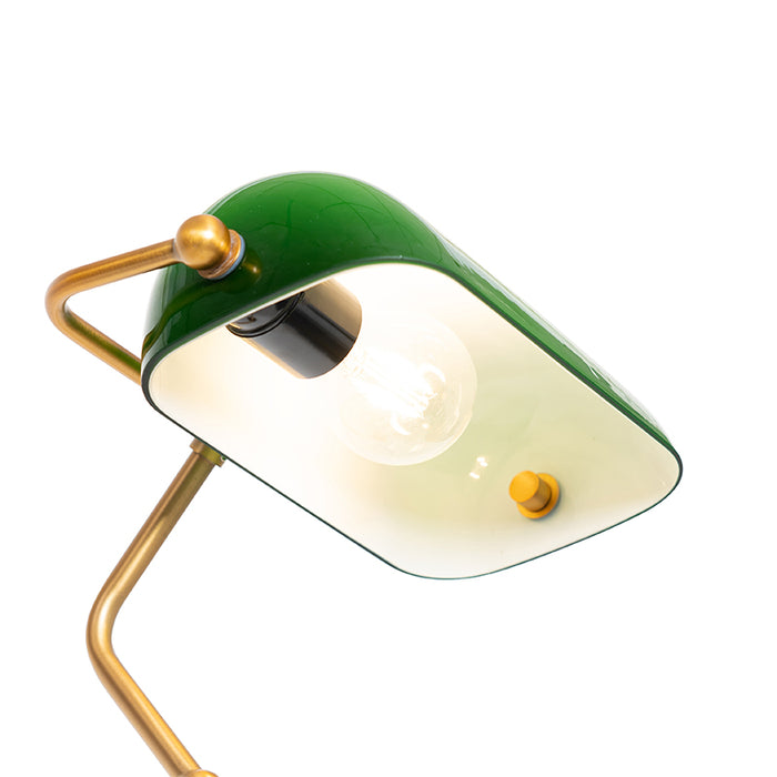 QAZQA Smart notaris vloerlamp brons met groen glas incl. Wifi A60 -