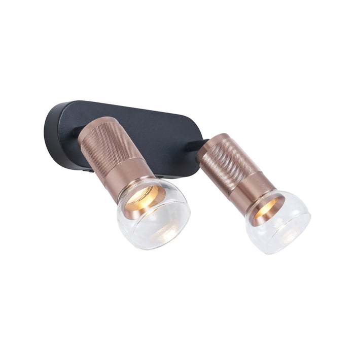 QAZQA Afgeronde plafondspot donker brons 2-lichts draai- en