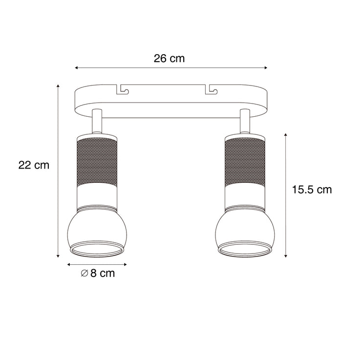 QAZQA Afgeronde plafondspot donker brons 2-lichts draai- en