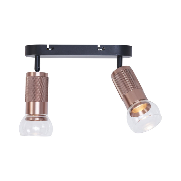 QAZQA Afgeronde plafondspot donker brons 2-lichts draai- en