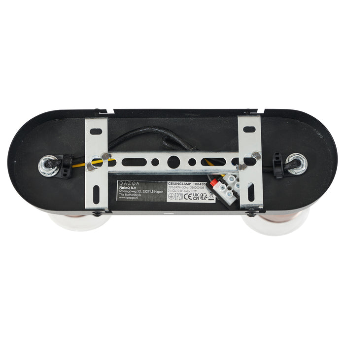 QAZQA Afgeronde plafondspot donker brons 2-lichts draai- en