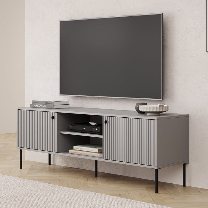 Meubella - TV-Meubel Ilux - Grijs - 158 cm