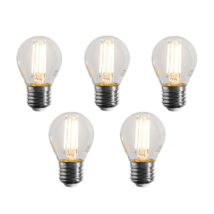 LUEDD Set van 5 E27 dimbare LED lampen filament G45 helder 4W 470 lm