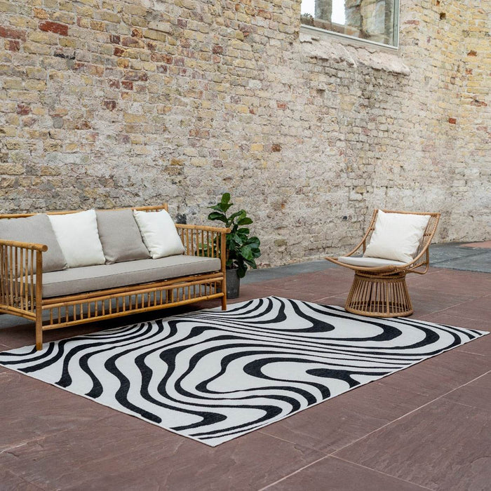 Interieur05 Buitenkleed Swirl Rechthoek - Zwart - Dubbelzijdig