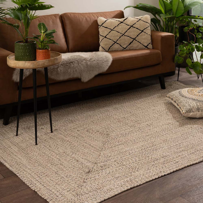 Boho&me Vloerkleed katoen - Joy beige|wit - 120x170 cm