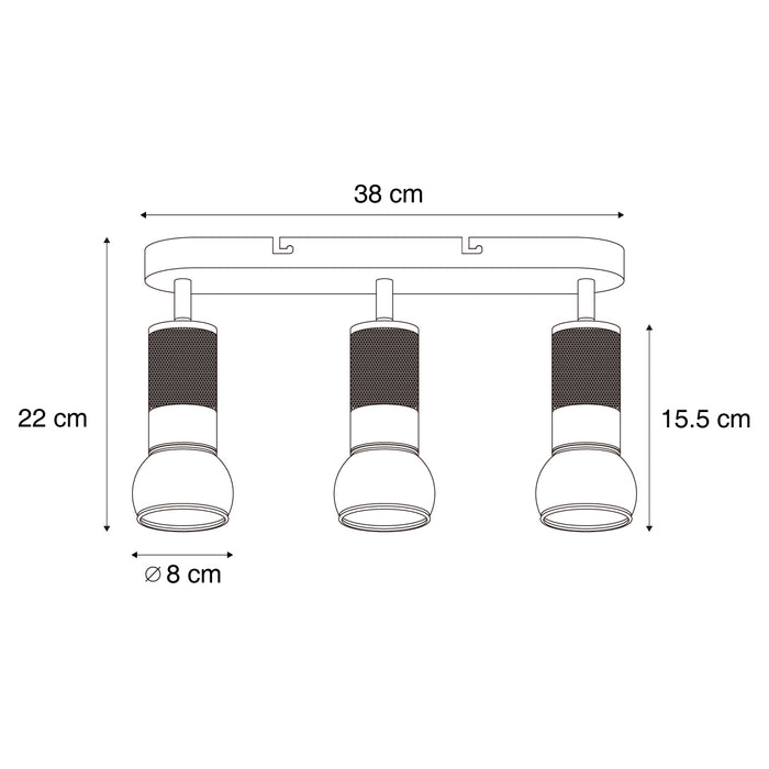 QAZQA Afgeronde plafondspot donker brons 3-lichts draai- en