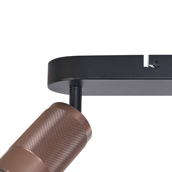 QAZQA Afgeronde plafondspot donker brons 3-lichts draai- en