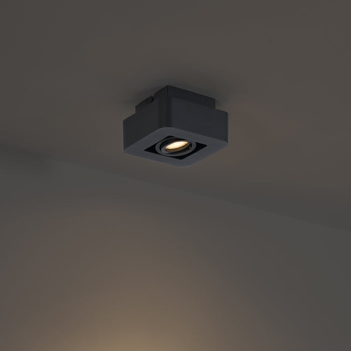 QAZQA Afgeronde opbouwspot zwart draai- en kantelbaar - Dox