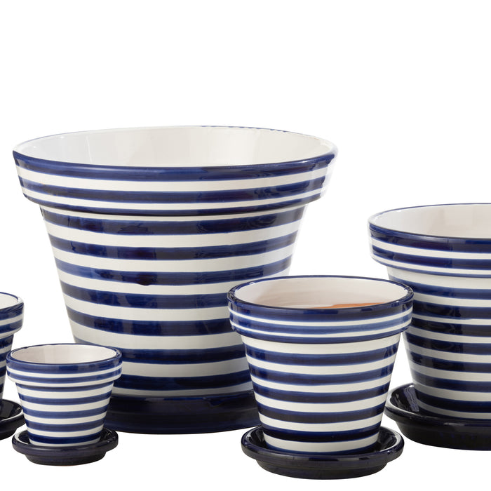 J-Line bloempot Granada Stripes - keramiek - blauw - small - Ø 50 cm