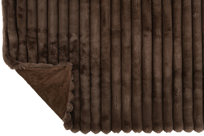 J-Line plaid Large Corduroy - polyester - chocolade - 180 x 130 cm