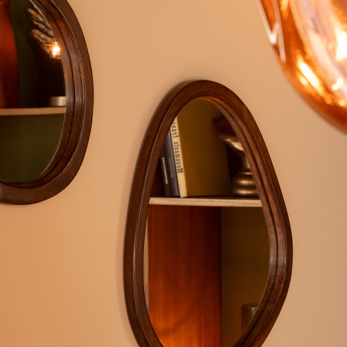 J-Line spiegel Whisp - houtglas- bruin - small - Ø 40 cm