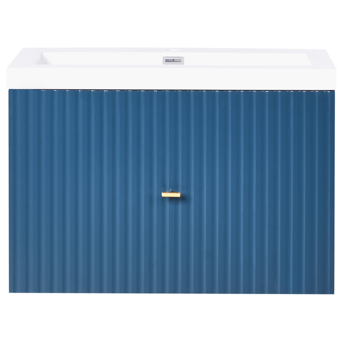 Beliani - LAGO - Wandgemonteerde wastafelkast - Donkerblauw - MDF