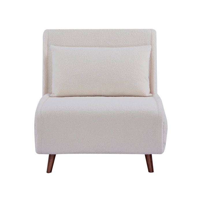 sweeek - Verstelbare fauteuil boucle houten poten 1 zitplaats