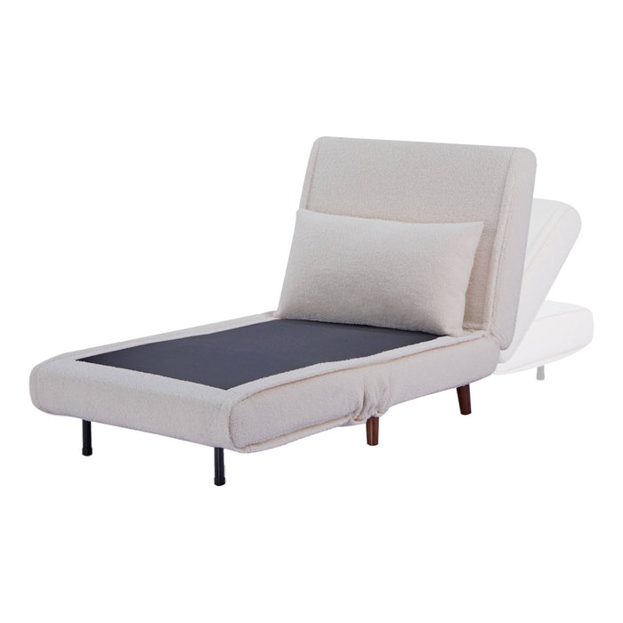 sweeek - Verstelbare fauteuil boucle houten poten 1 zitplaats