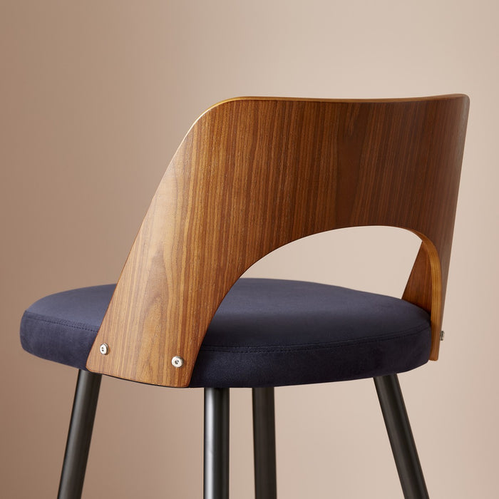 Signature - Barkruk AUSTIN - Blauw fluweel