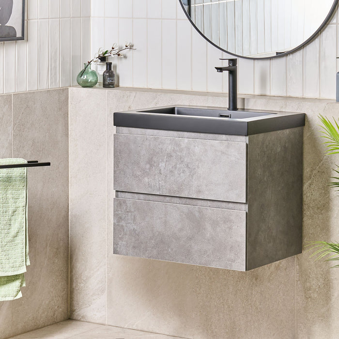 Beliani - CARDIEL - Wandgemonteerde wastafelkast - Grijs - MDF