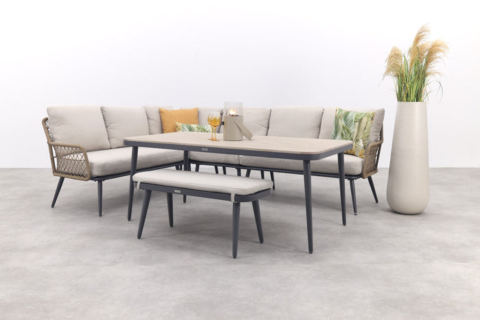 GI Allasio lounge-dining hoekset (6-delig) - Carbon black|Zand