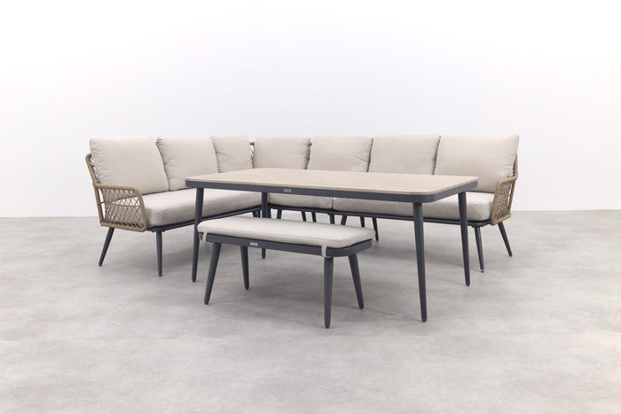 GI Allasio lounge-dining hoekset (6-delig) - Carbon black|Zand