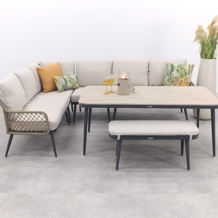 GI Allasio lounge-dining hoekset (6-delig) - Carbon black|Zand