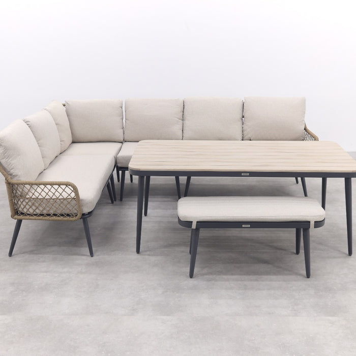 GI Allasio lounge-dining hoekset (6-delig) - Carbon black|Zand