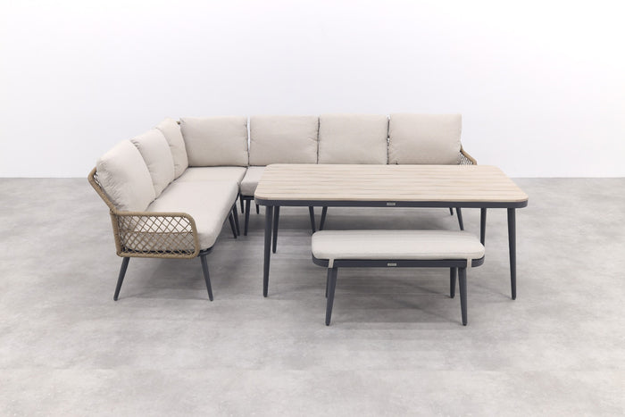 GI Allasio lounge-dining hoekset (6-delig) - Carbon black|Zand