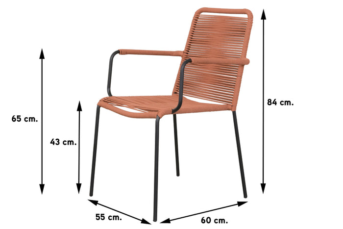 VDG Denver rope stapelbare tuinstoel Terracotta