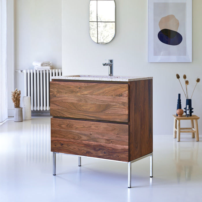 Tikamoon - Nova - Massief palissanderhouten en terrazzo premium badka…