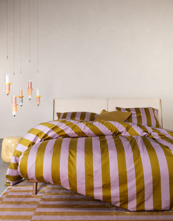 Essenza Minte Stripe Dekbedovertrek 240 x 220|220 cm - Purple|Olive