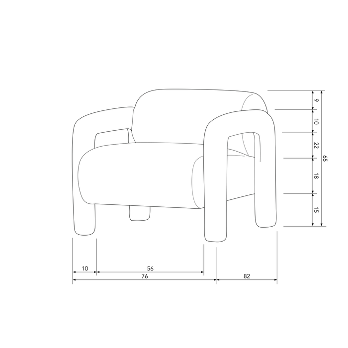 WOOOD Lenny Fauteuil - Polyester - Zand - 65x76x82