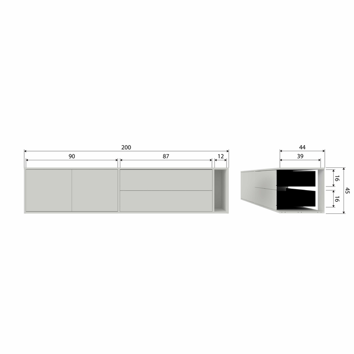 vtwonen Settle Down TV-meubel - Grenenhout - Dust - 45x200x44