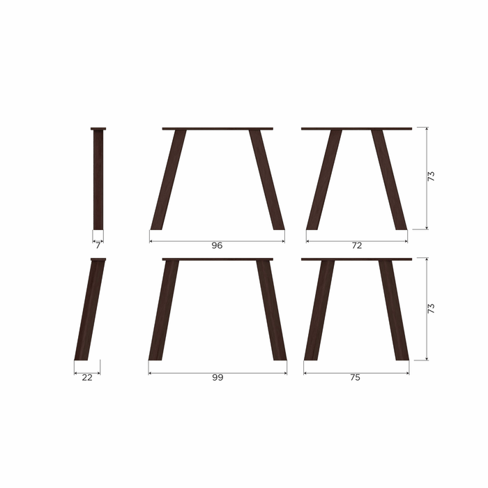WOOOD Haarlem 4-standen poot - Eiken - Mystic Bruin - Set van 2