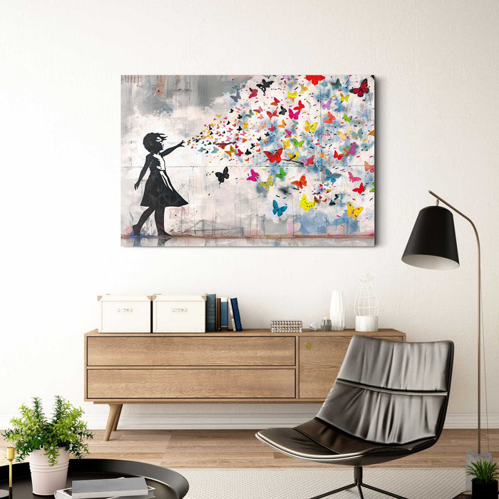 Reinders - Balloon Girl Bright - Glasschilderij 116x78 cm - Bont