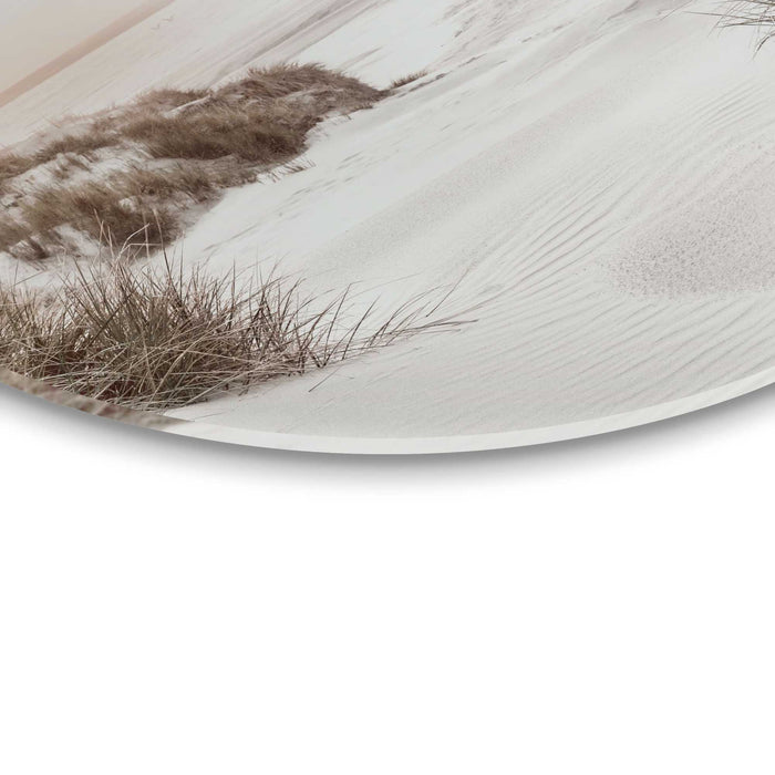 Reinders - Horizon aan het strand - Glasschilderij Ø 50 cm - Beige