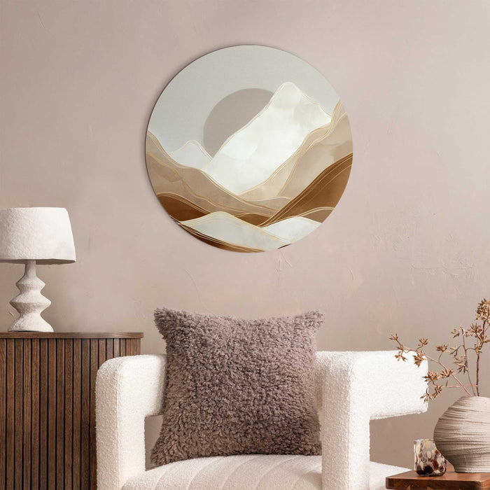 Reinders - Maan achter de bergen - Glasschilderij Ø 50 cm - Beige