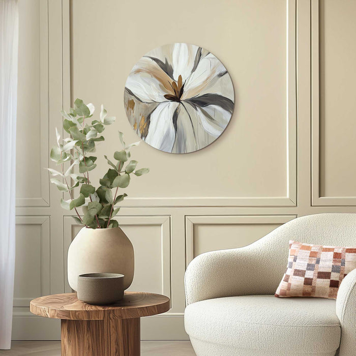 Reinders - Klassieke bloem - Glasschilderij Ø 50 cm - Beige